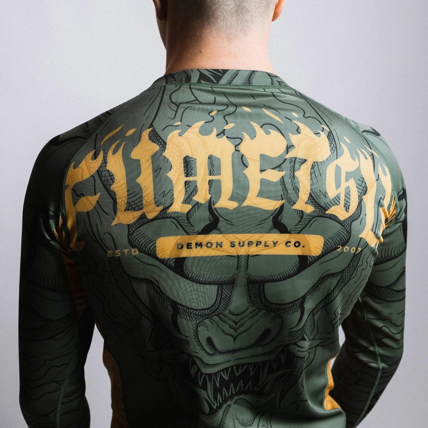Fumetsu Rashguard, L/S, Oni, khaki-gold, XXL