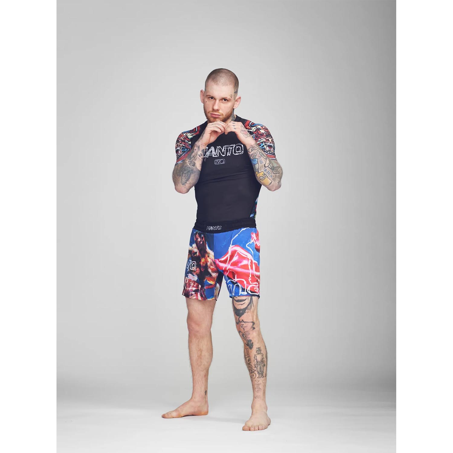 MANTO MMA Fight Shorts, Ivo, blue-black, XXL