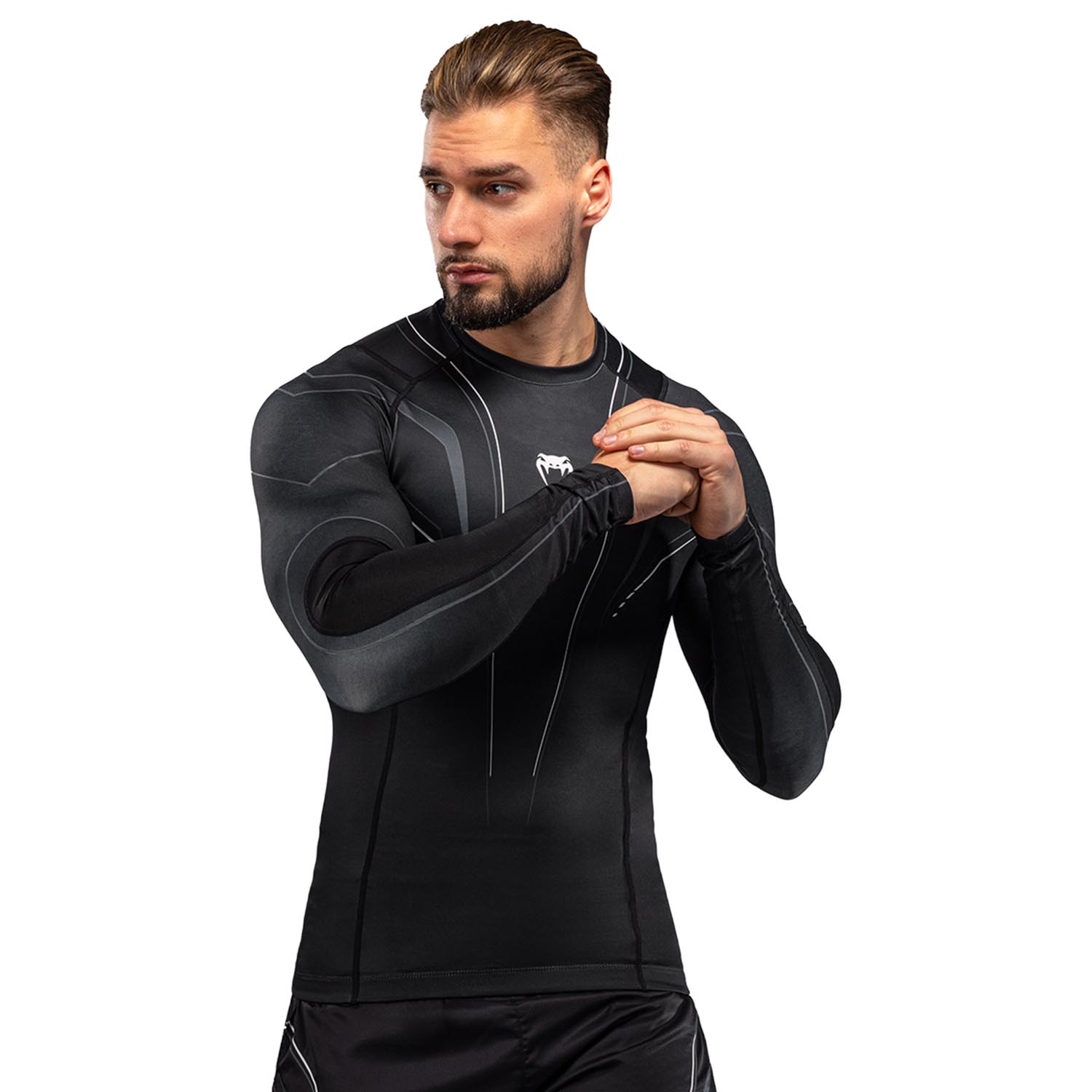 VENUM Rashguard, L/S, Streamline, black-white, S