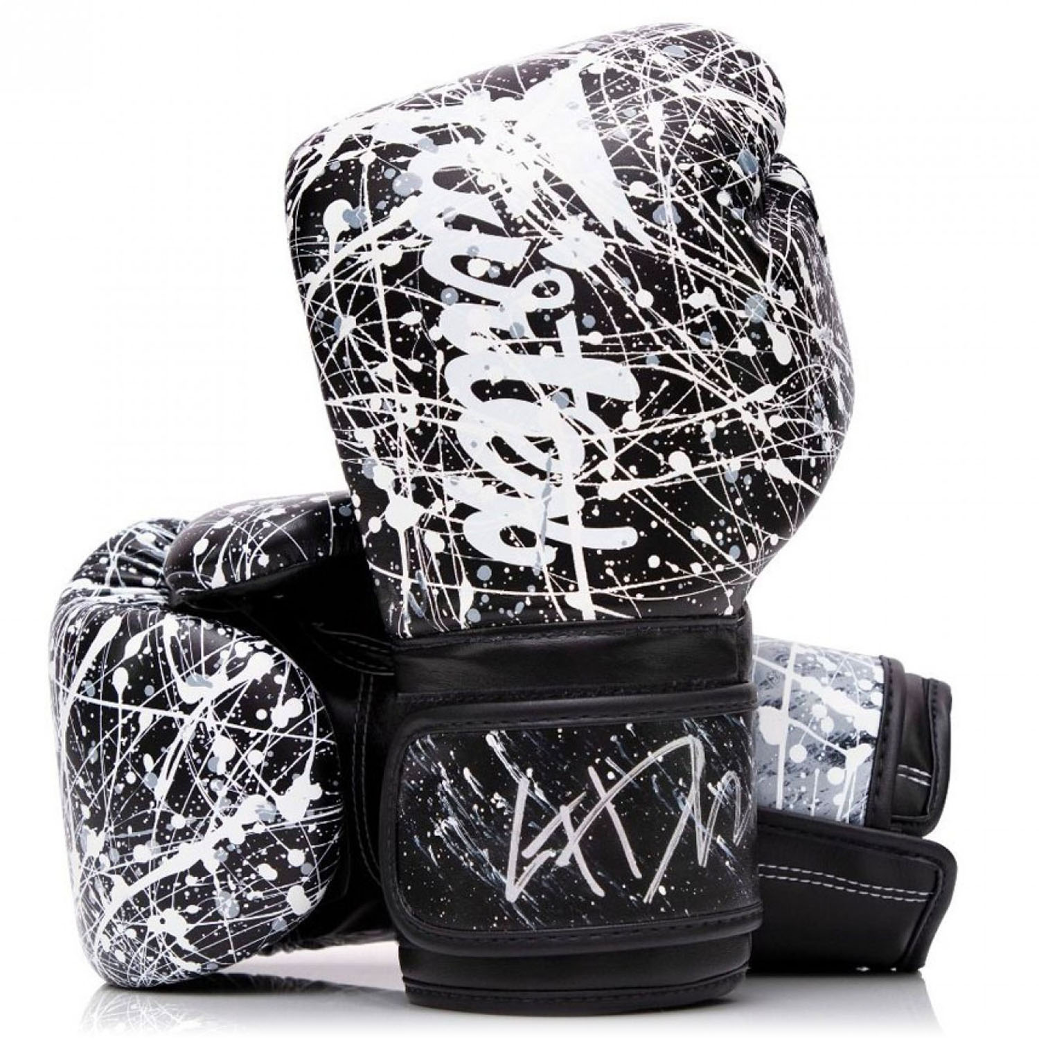 Fairtex Boxing Gloves, BGV14PT, The Painter, black-white, 10 Oz
