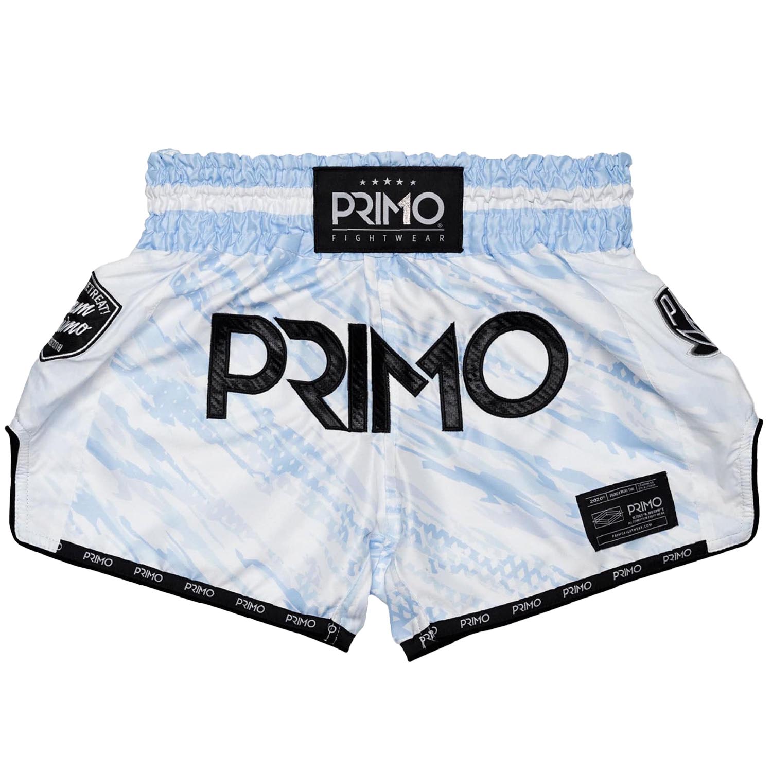 PRIMO Muay Thai Shorts, Arctic Ghost, white