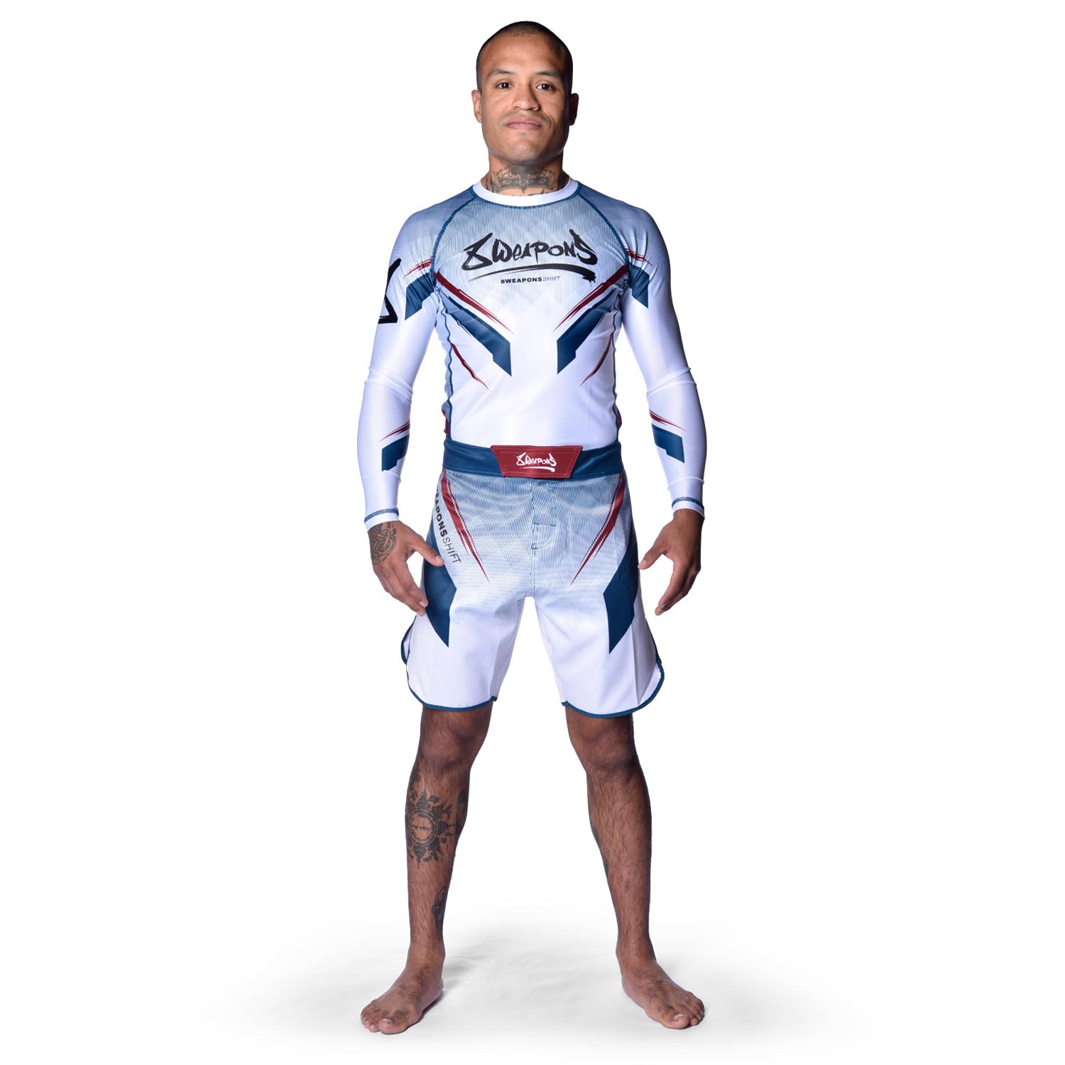 8 WEAPONS Rashguard, L/S, Shift, white-navy-red, XXL