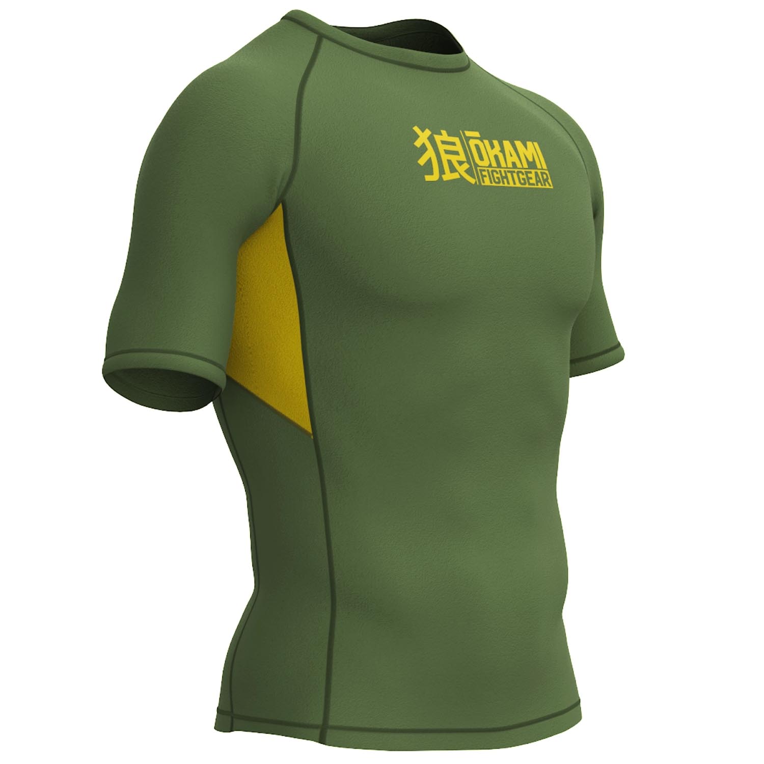 OKAMI Rashguard, S/S, Keii, khaki, XXL