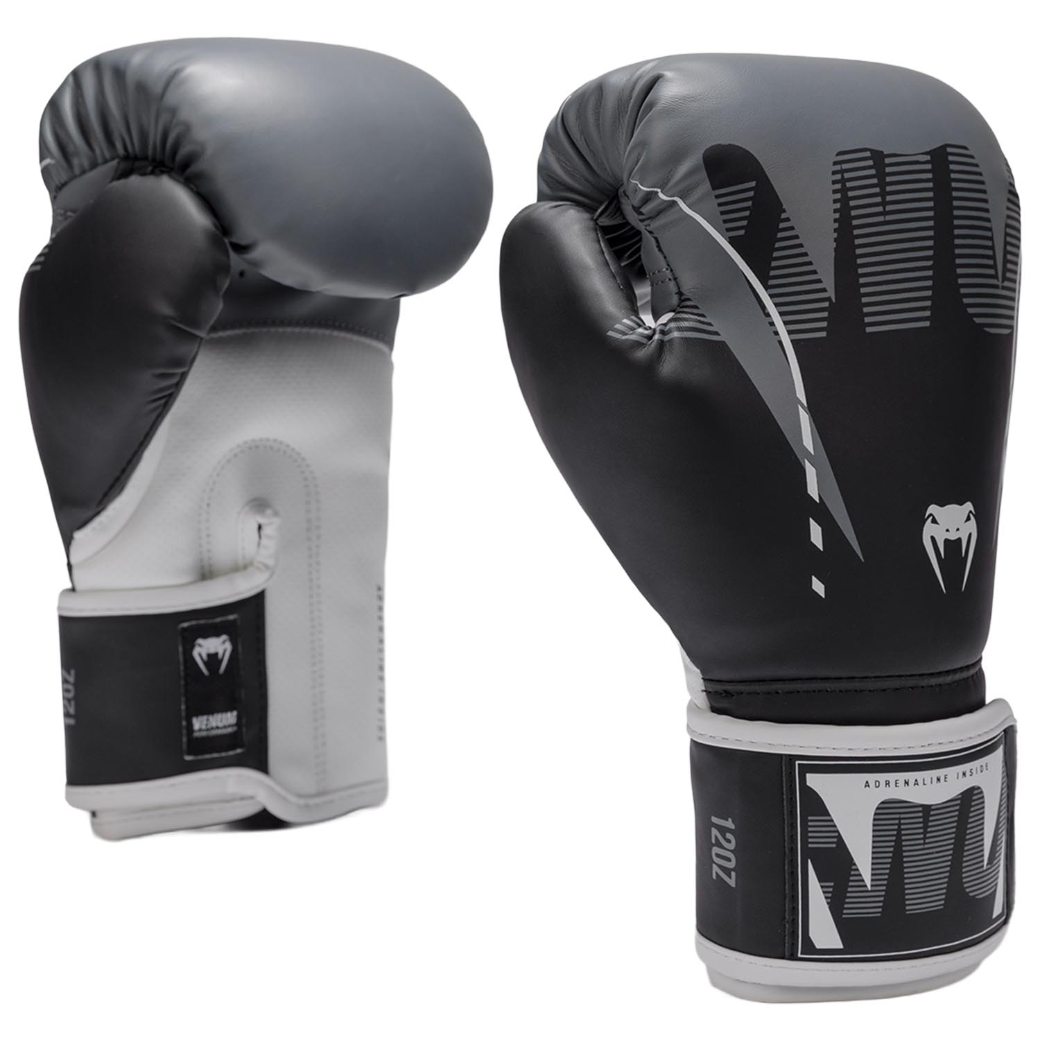 VENUM Boxing Gloves, Adrenaline, black-silver, 12 Oz