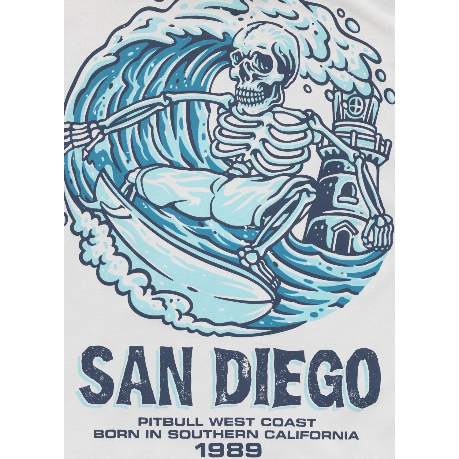Pit Bull West Coast, T-Shirt, Skull Surf, white-blue, XXXL