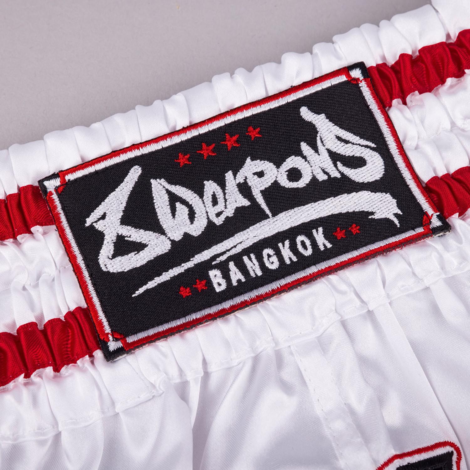8 WEAPONS Muay Thai Shorts, Bangkok, white-black, XXL