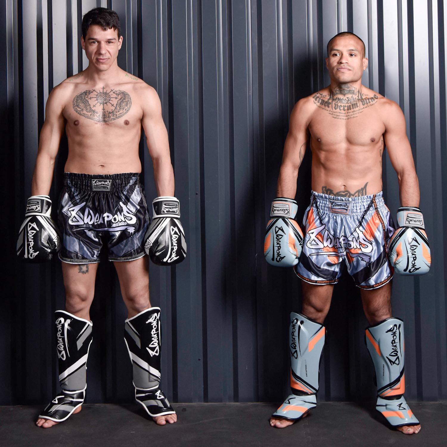 8 WEAPONS Muay Thai Shorts, Shift, ice-grey-orange, XXL