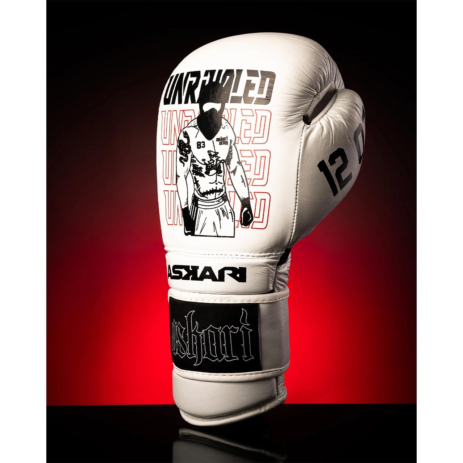 ASKARI Boxing Gloves, Unrivaled, white-black, 16 Oz