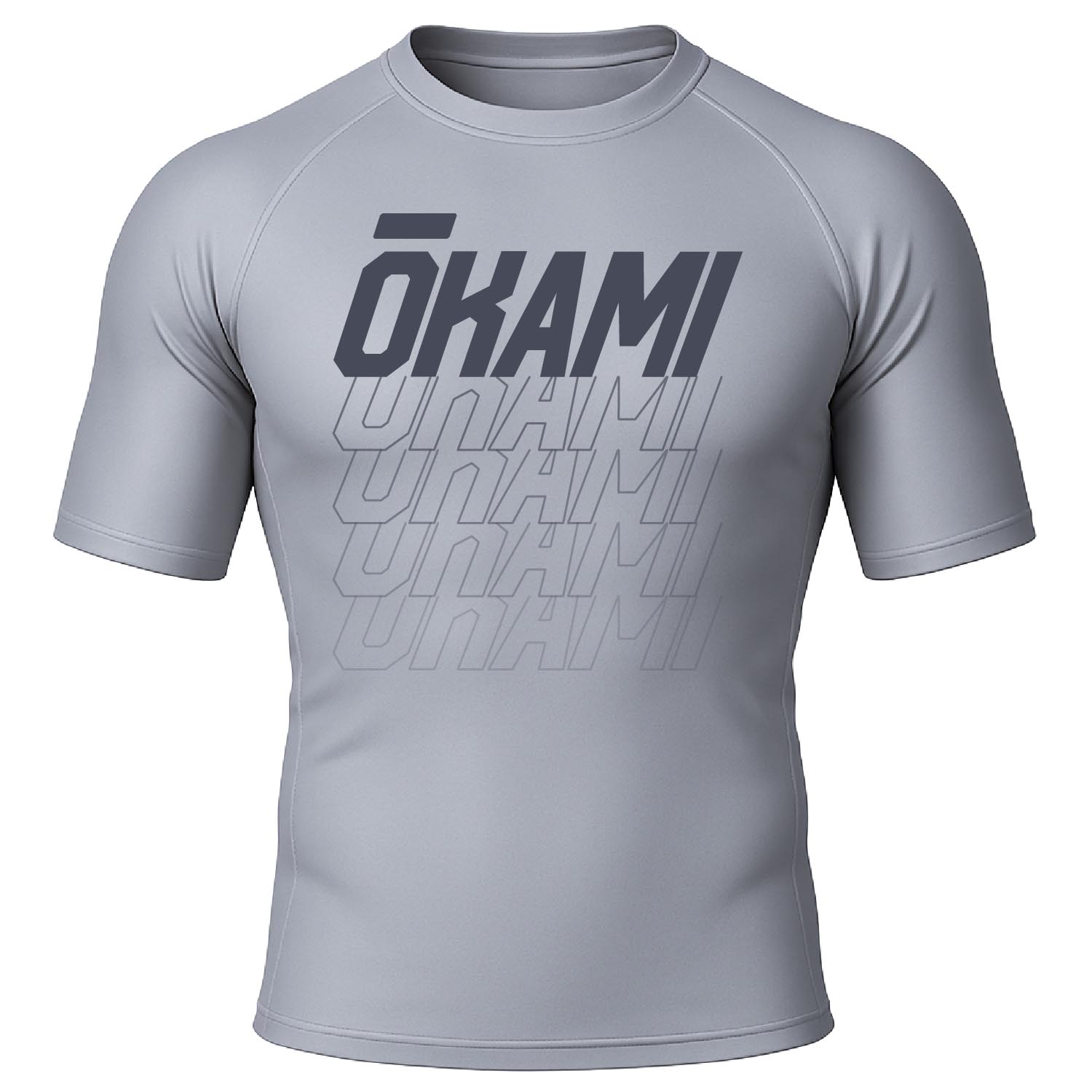 OKAMI Rashguard, S/S, Logo, grey, L