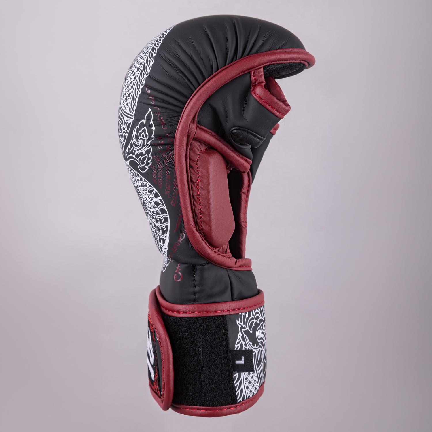 8 WEAPONS MMA Sparring Gloves, Sak Yant Naga, black-maroon, XL