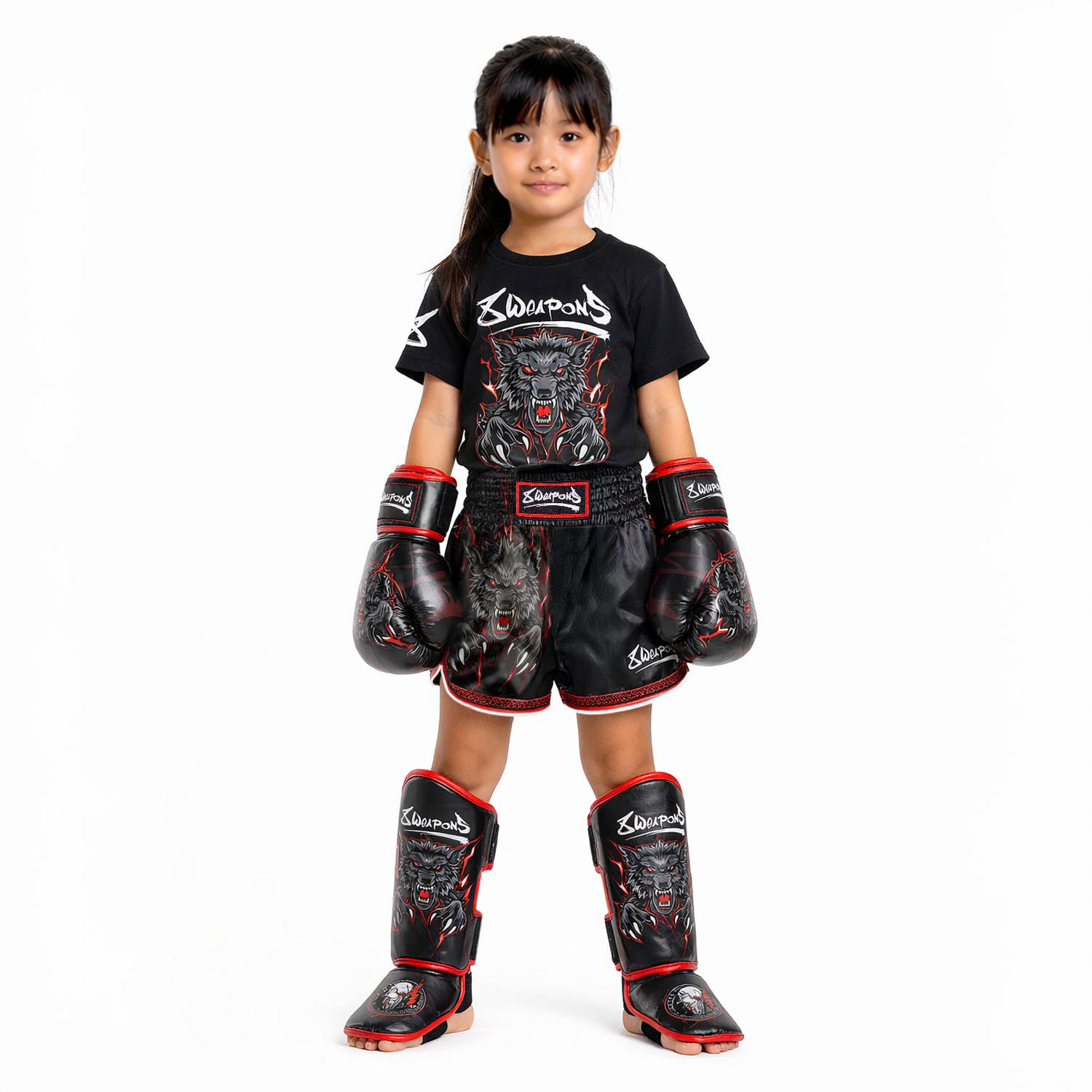 8 WEAPONS T-Shirt, Kids, Beastial Wolf, black-red, 122