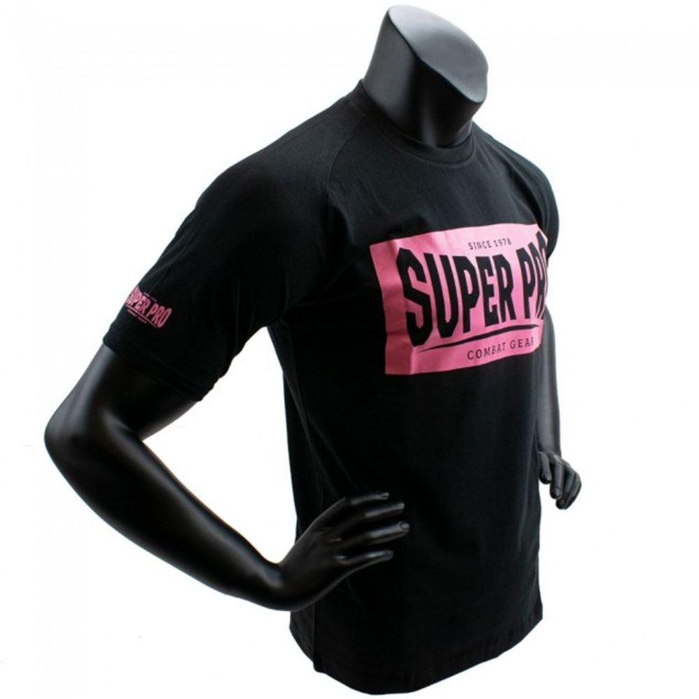 Super Pro T-Shirt, Block Logo, schwarz-pink, S
