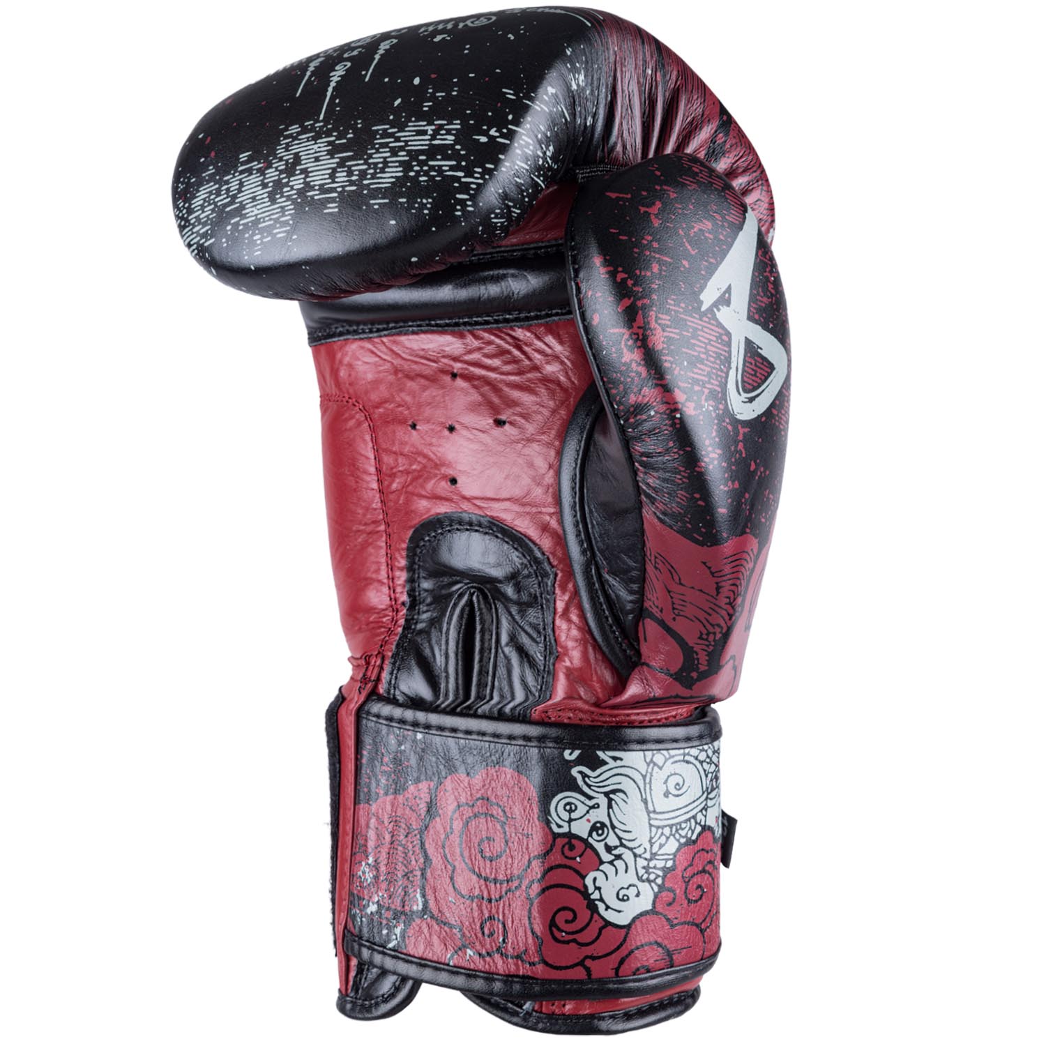8 WEAPONS Boxing Gloves, Hanuman Yant, black-red, 10 Oz