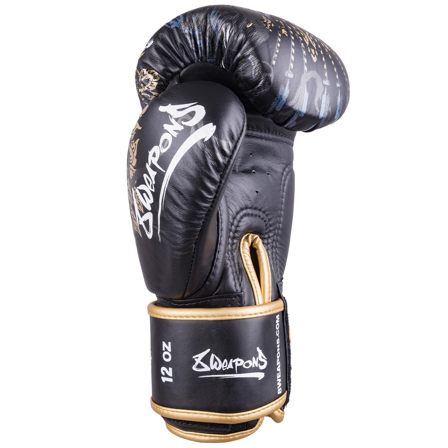 8 WEAPONS Boxing Gloves, Three Elephants 2.0, black-gold, 10 Oz