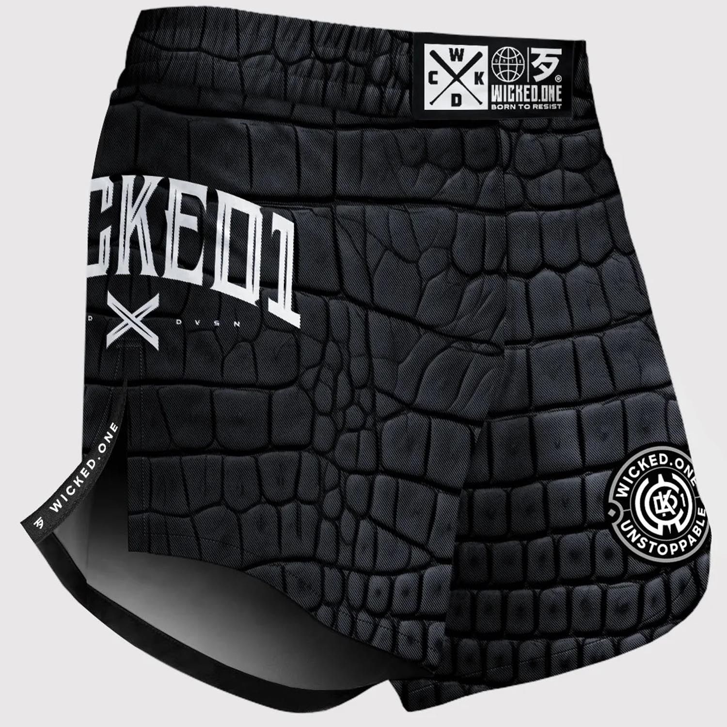 Wicked One MMA Fight Shorts, Element Caiman, black-grey, XXL