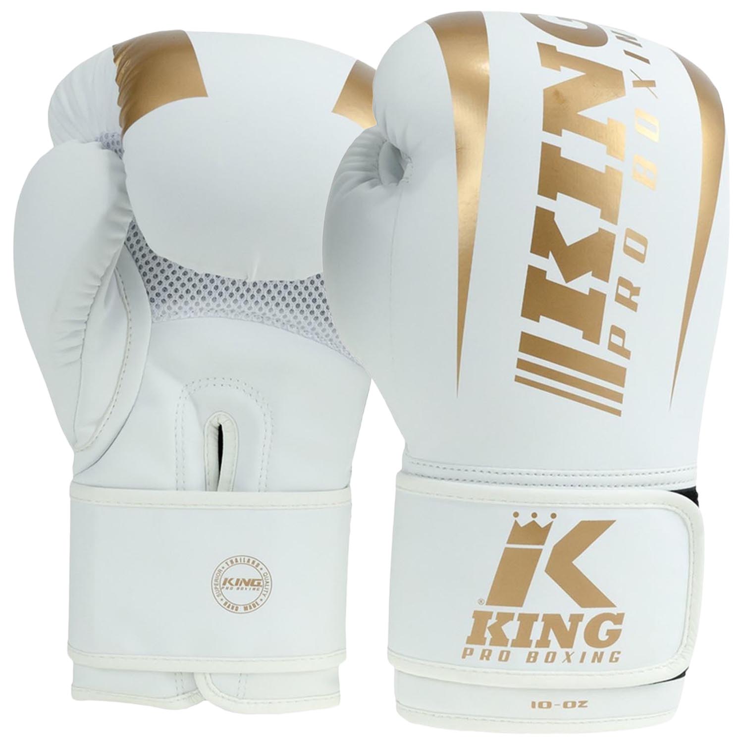 KING PRO BOXING Boxing Gloves, Revo 9, white-gold, 10 Oz