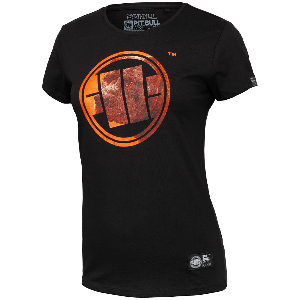 Pit Bull West Coast T-Shirt, Damen, Orange Dog, schwarz