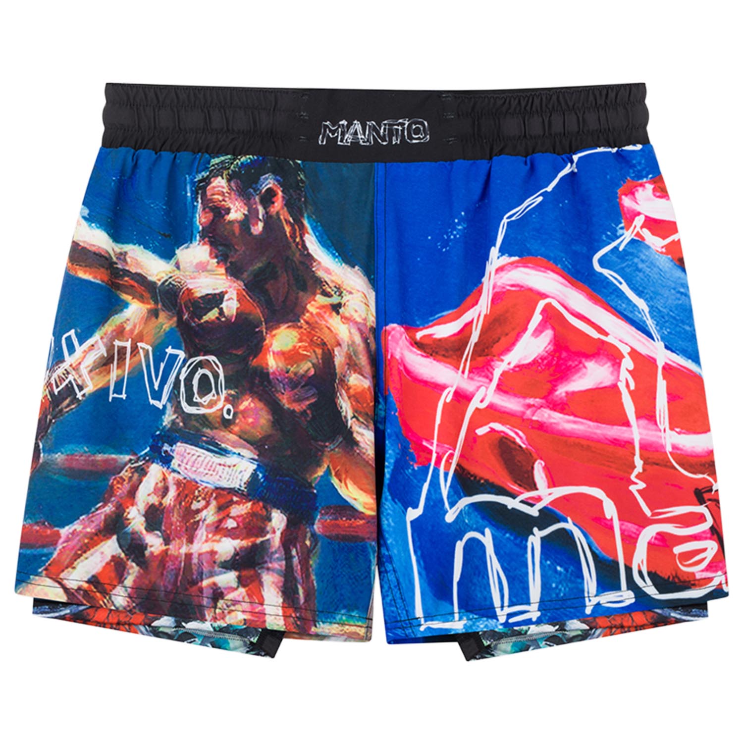MANTO MMA Fight Shorts, Ivo, blue-black, XXL