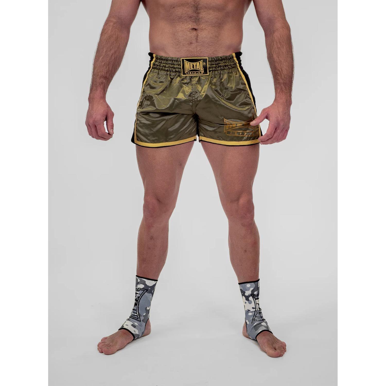 Metal Boxe Muay Thai Shorts, Extreme, khaki-gold, XXL