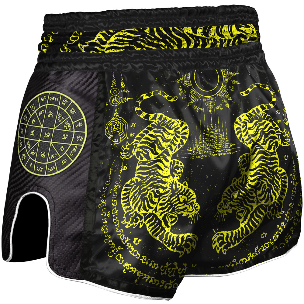 8 WEAPONS Shorts, Carbon, Sak Yant Tigers, schwarz-gelb, XXL