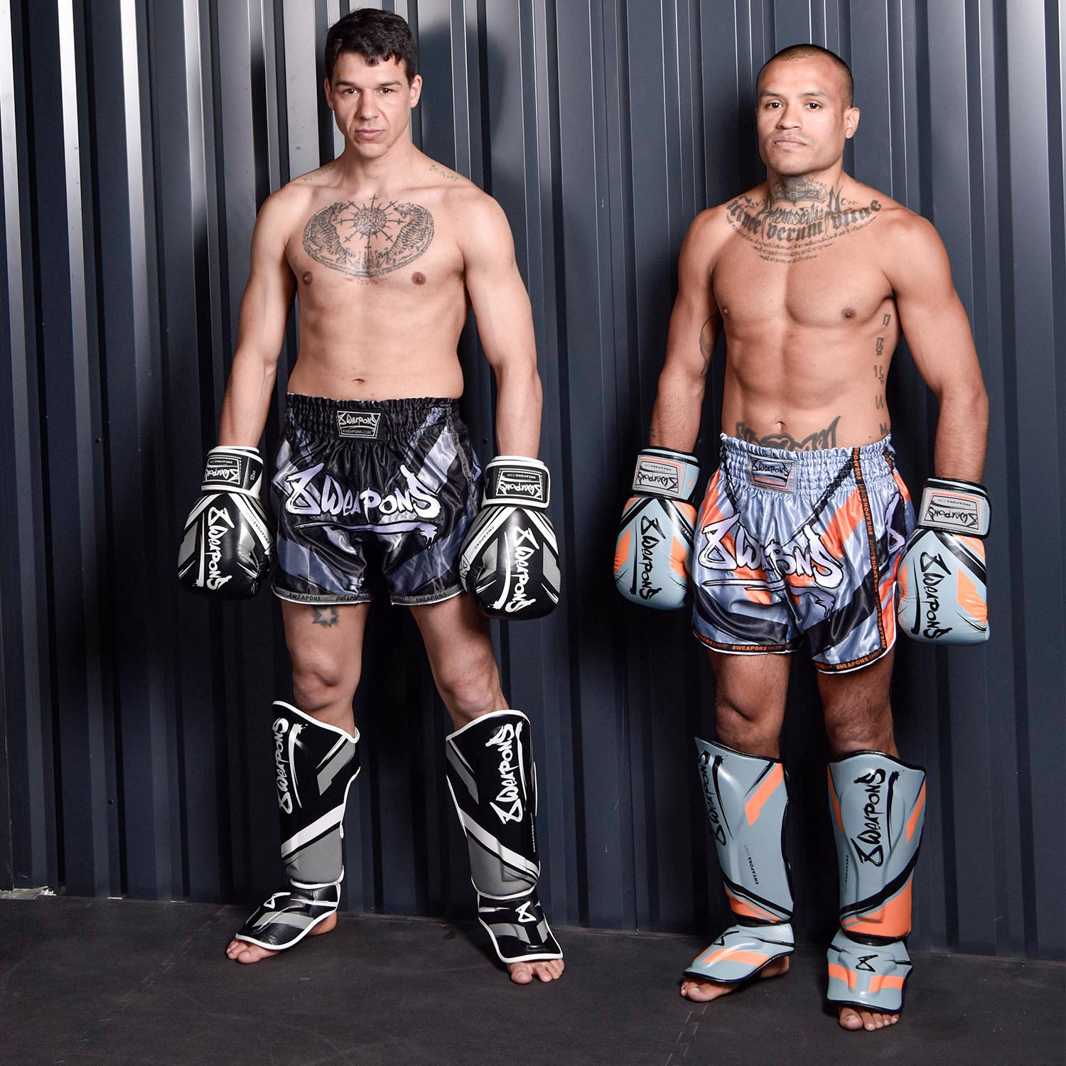 8 WEAPONS Muay Thai Shorts, Shift, ice-grey-orange, XXL