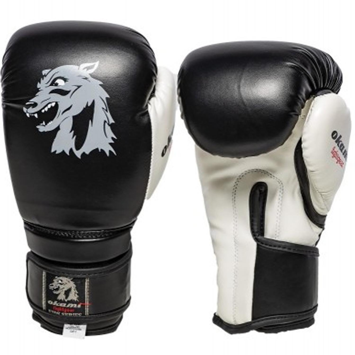 OKAMI Boxing Gloves, Kids, DX, Wolf Pup, black-white, 6 Oz