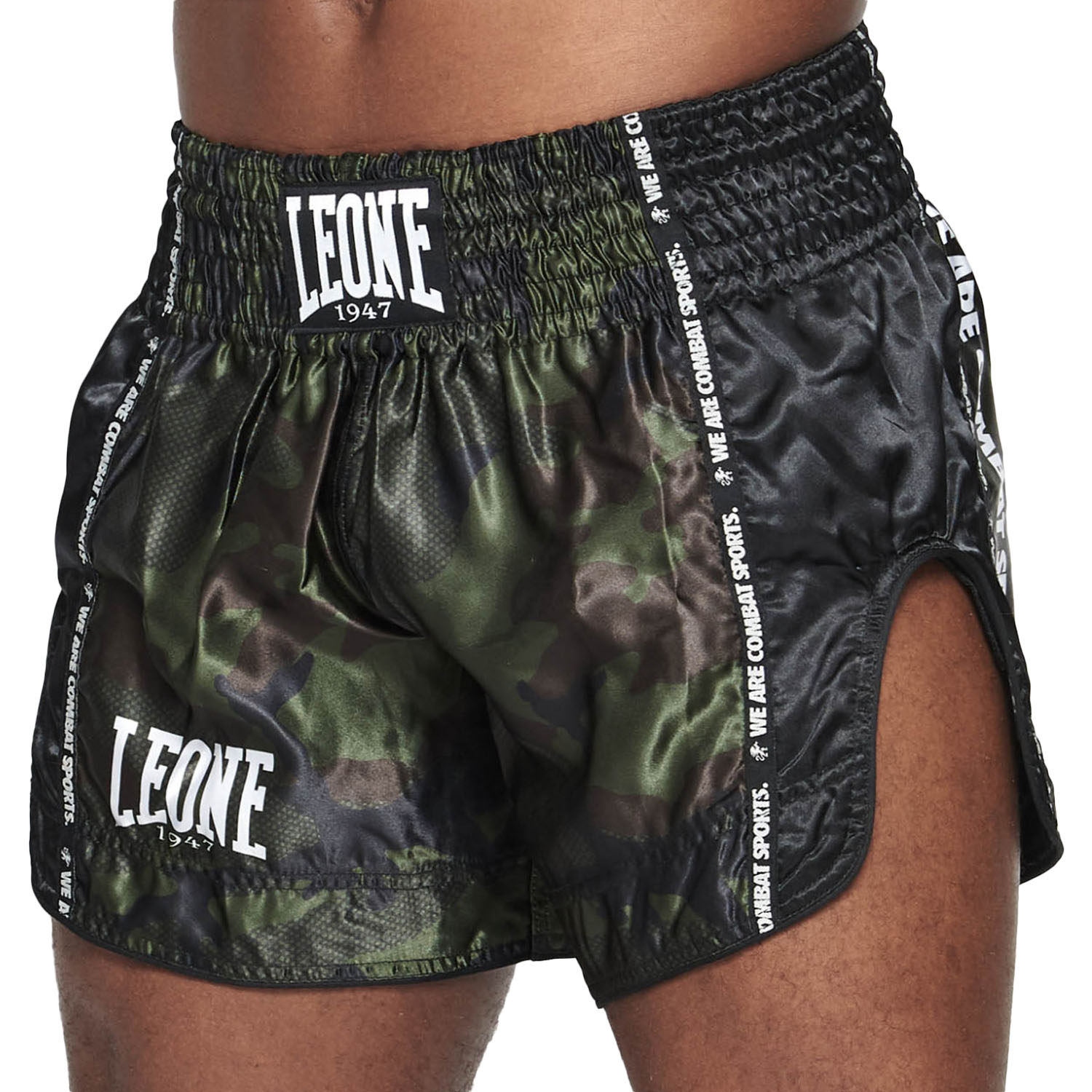 LEONE Muay Thai Shorts, AB961, camo-grün