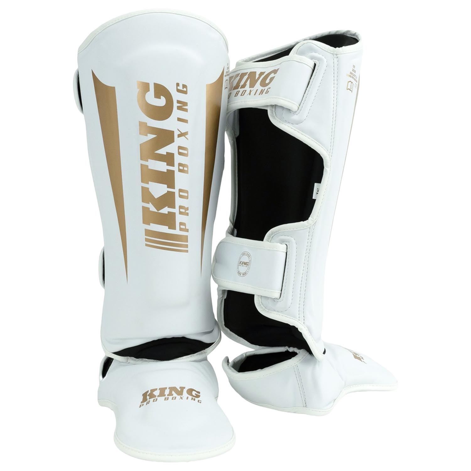 KING PRO BOXING Shin Guard, Revo 9, white-gold, L