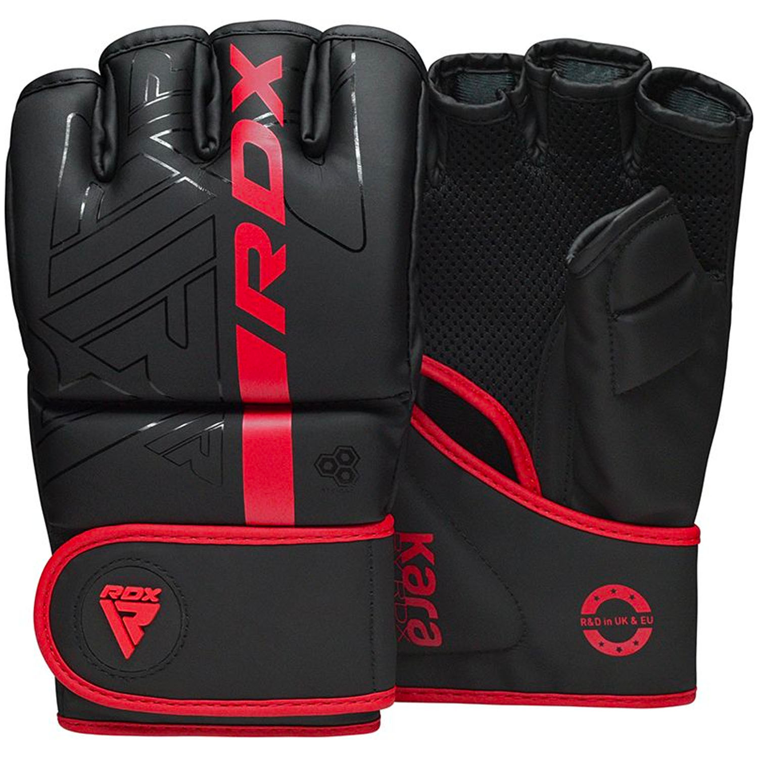 RDX MMA Boxing Gloves, Kara Series F6, black-red, L