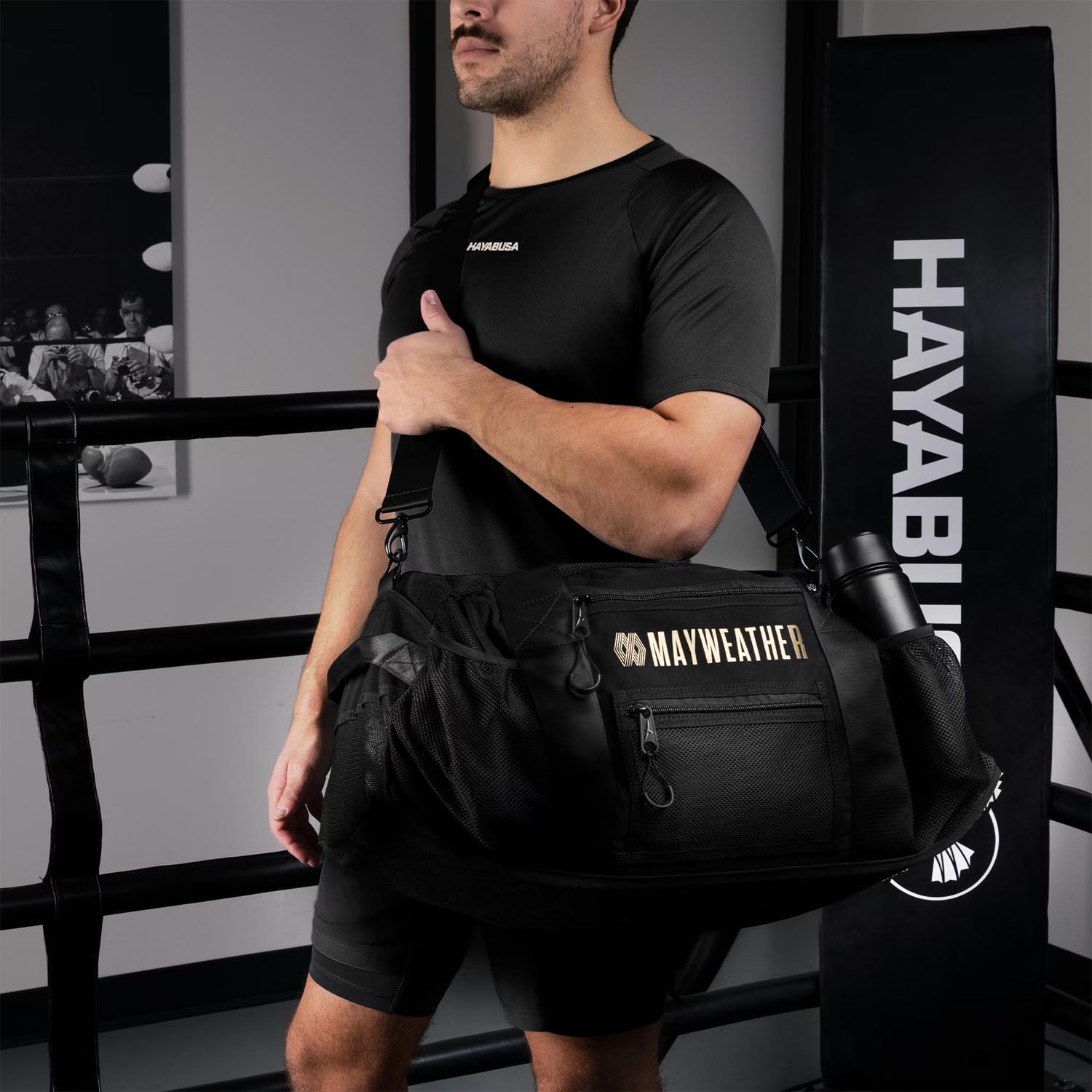 Hayabusa Sport Bag, Mayweather, Mesh Bag, black-gold