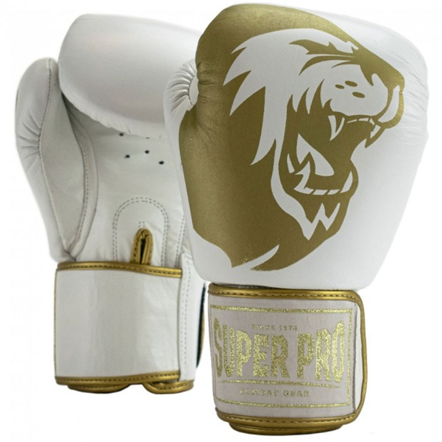 Super Pro Boxhandschuhe, Warrior, weiß-gold