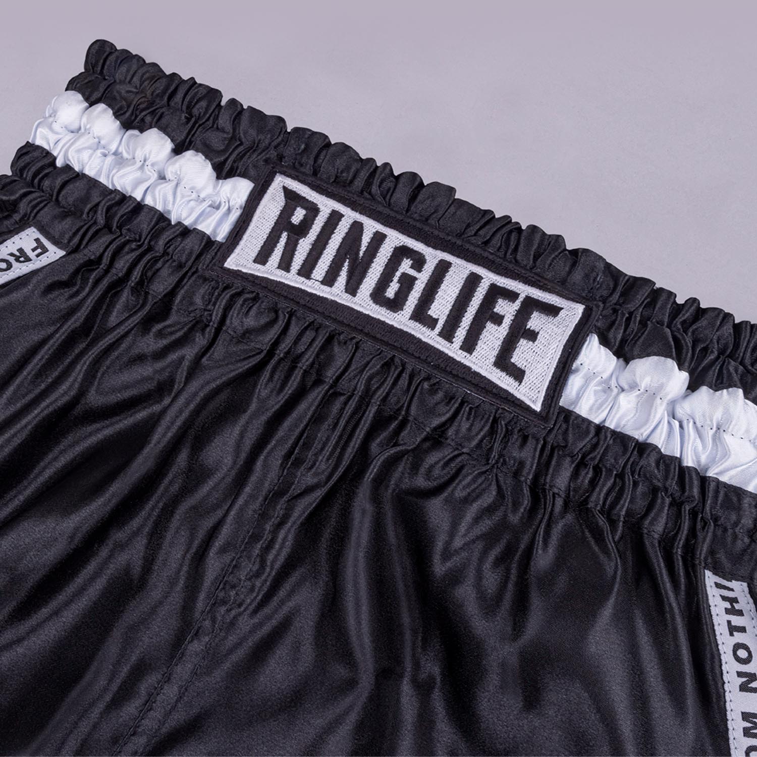 RINGLIFE Muay Thai Shorts, Label, black, XXL