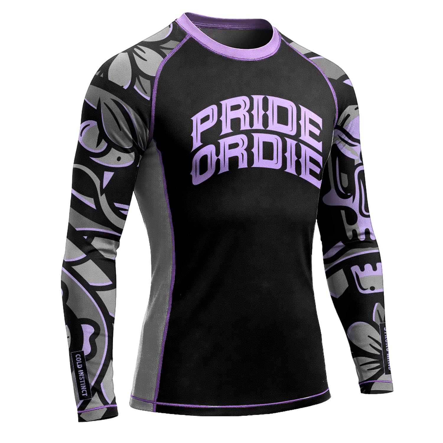 PRiDEorDiE Rashguard, L/S, Cold Instinct, grey-purple, M