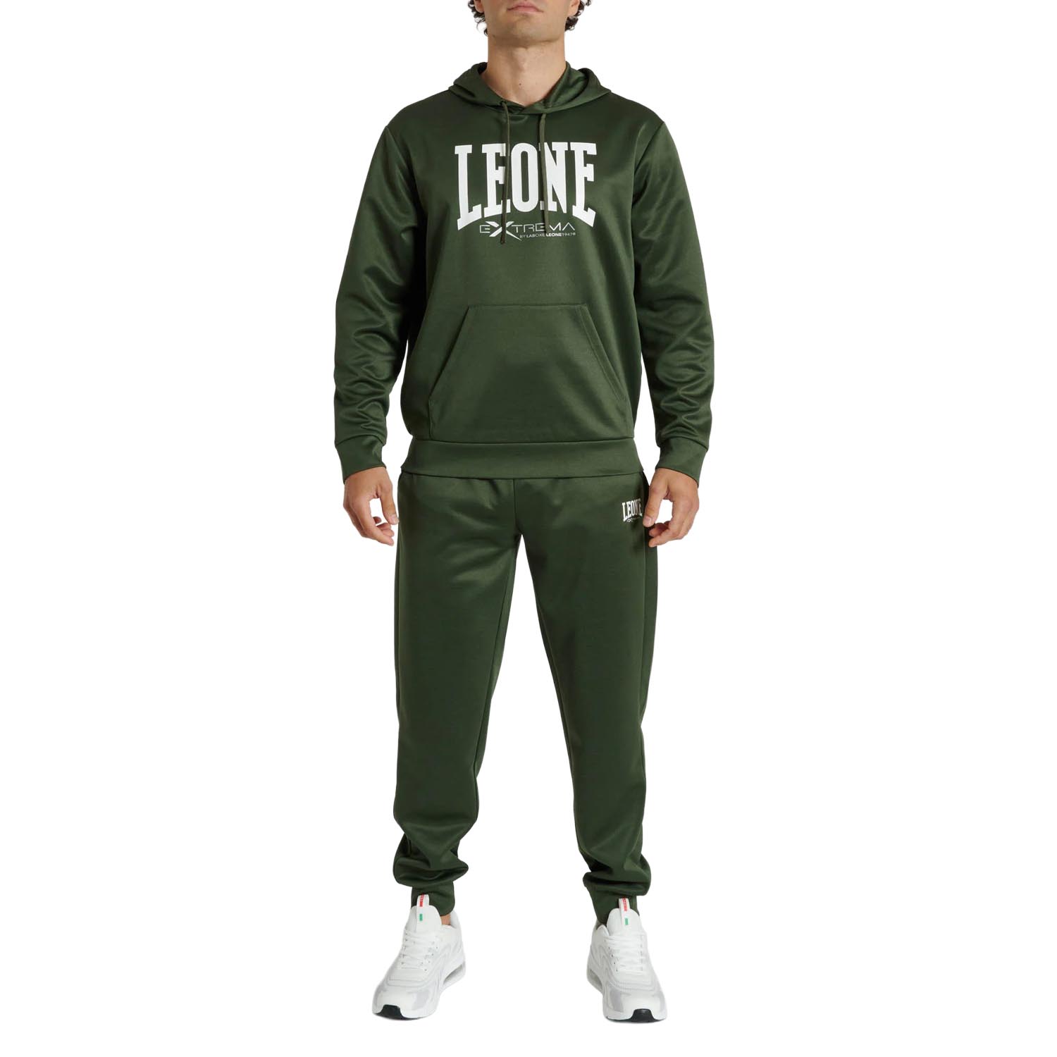 LEONE Hoody, Logo, green-white, S