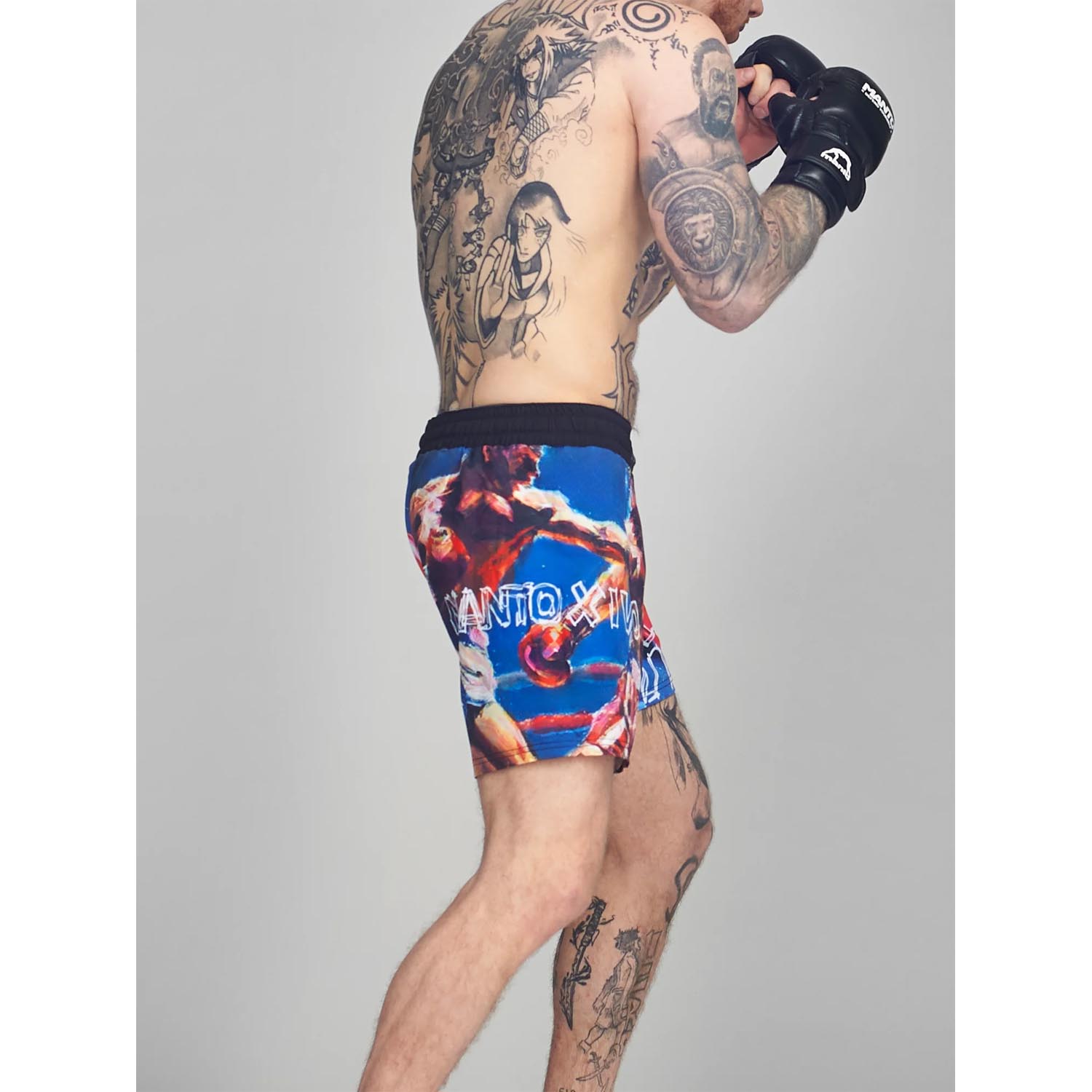 MANTO MMA Fight Shorts, Ivo, blue-black, XXL
