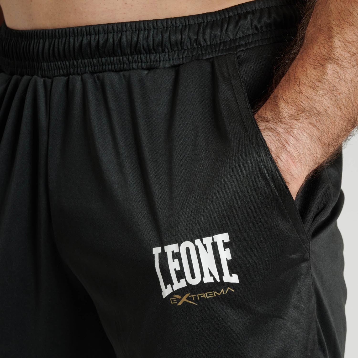 LEONE Fitness Shorts, Logo, black-white, XL