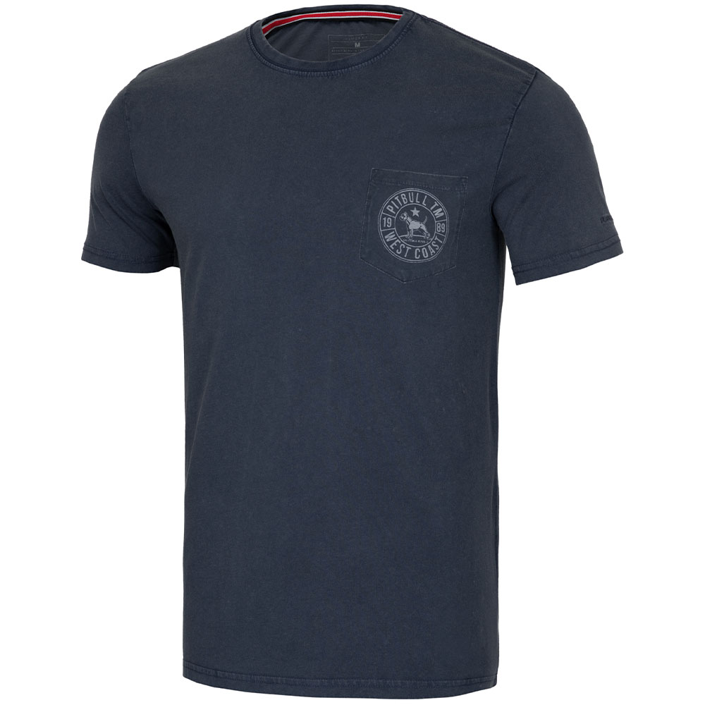 Pit Bull West Coast T-Shirt, Circle Dog Pocket, navy