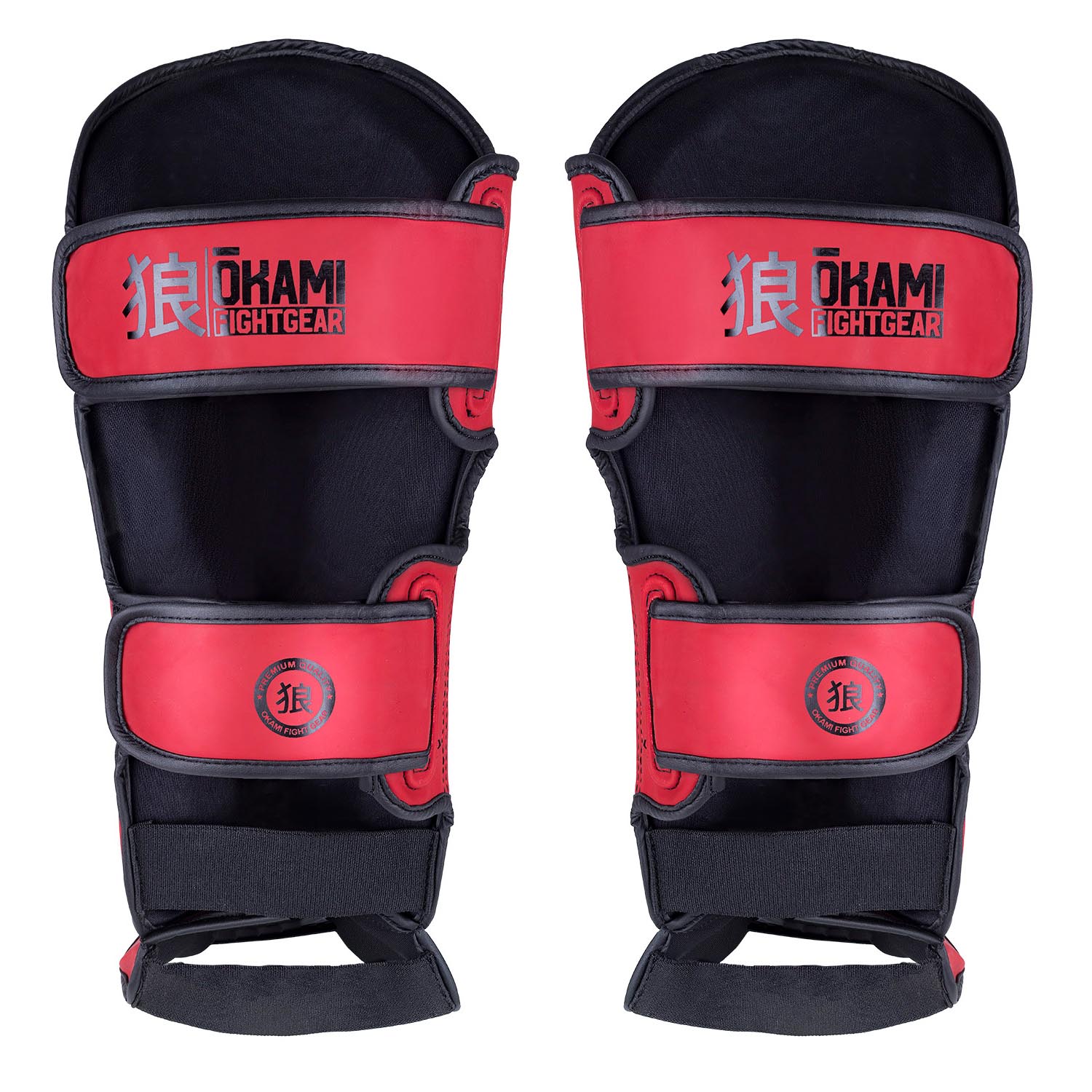 OKAMI Shinguards, Competitor V2, red-black, M