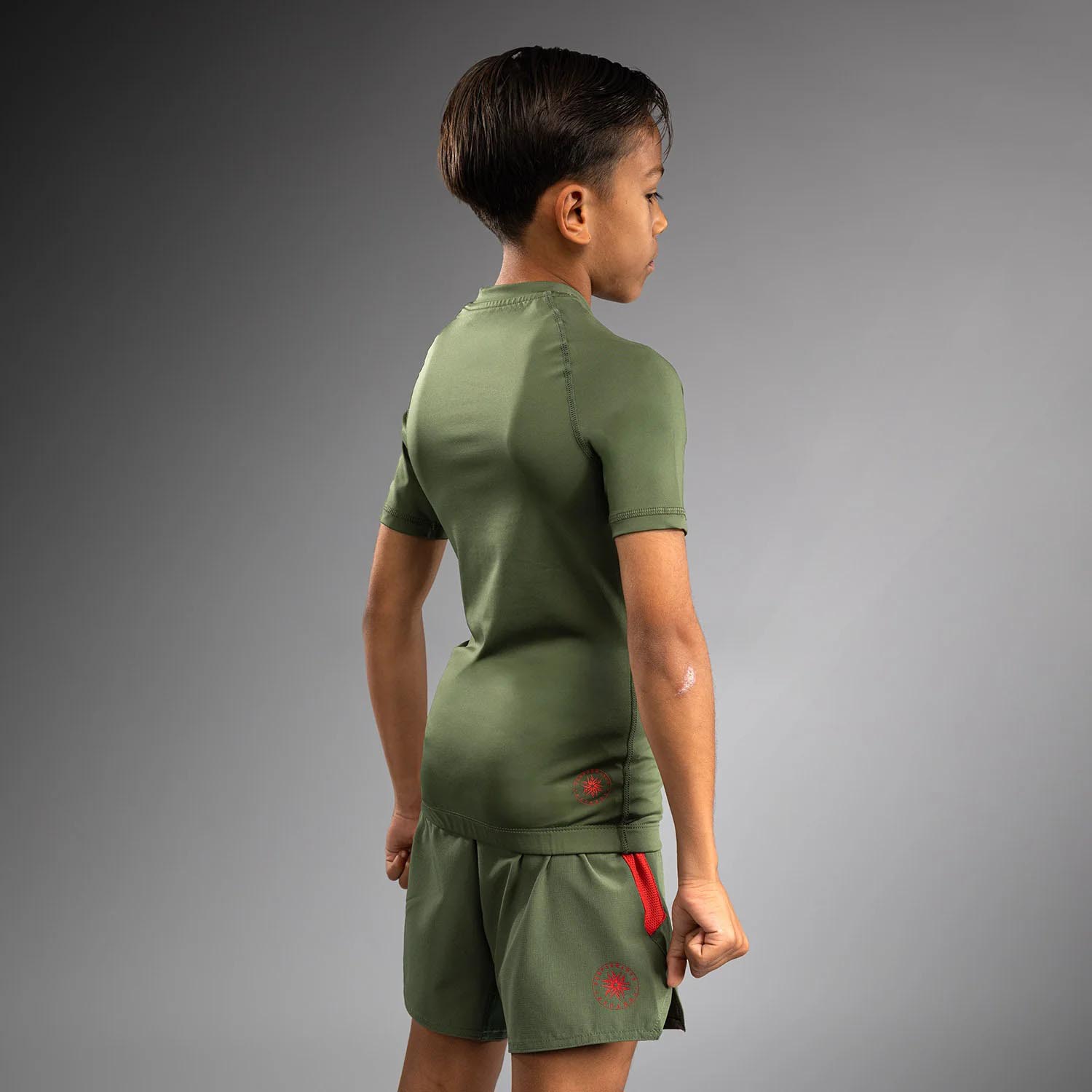 VENUM Rashguard, S/S, Kids, Contender, khaki-orange, 14 J