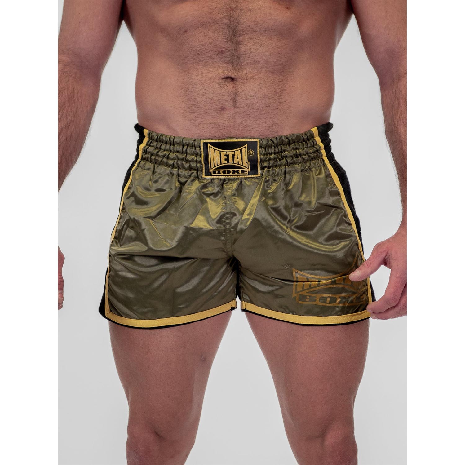 Metal Boxe Muay Thai Shorts, Extreme, khaki-gold, XXL