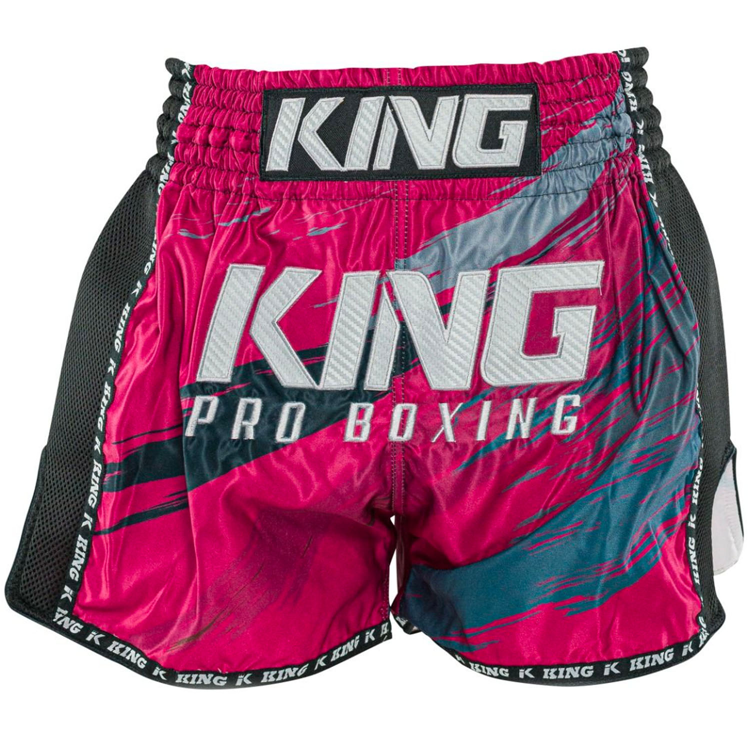 KING PRO Boxing Muay Thai Shorts, Storm 3, schwarz-pink