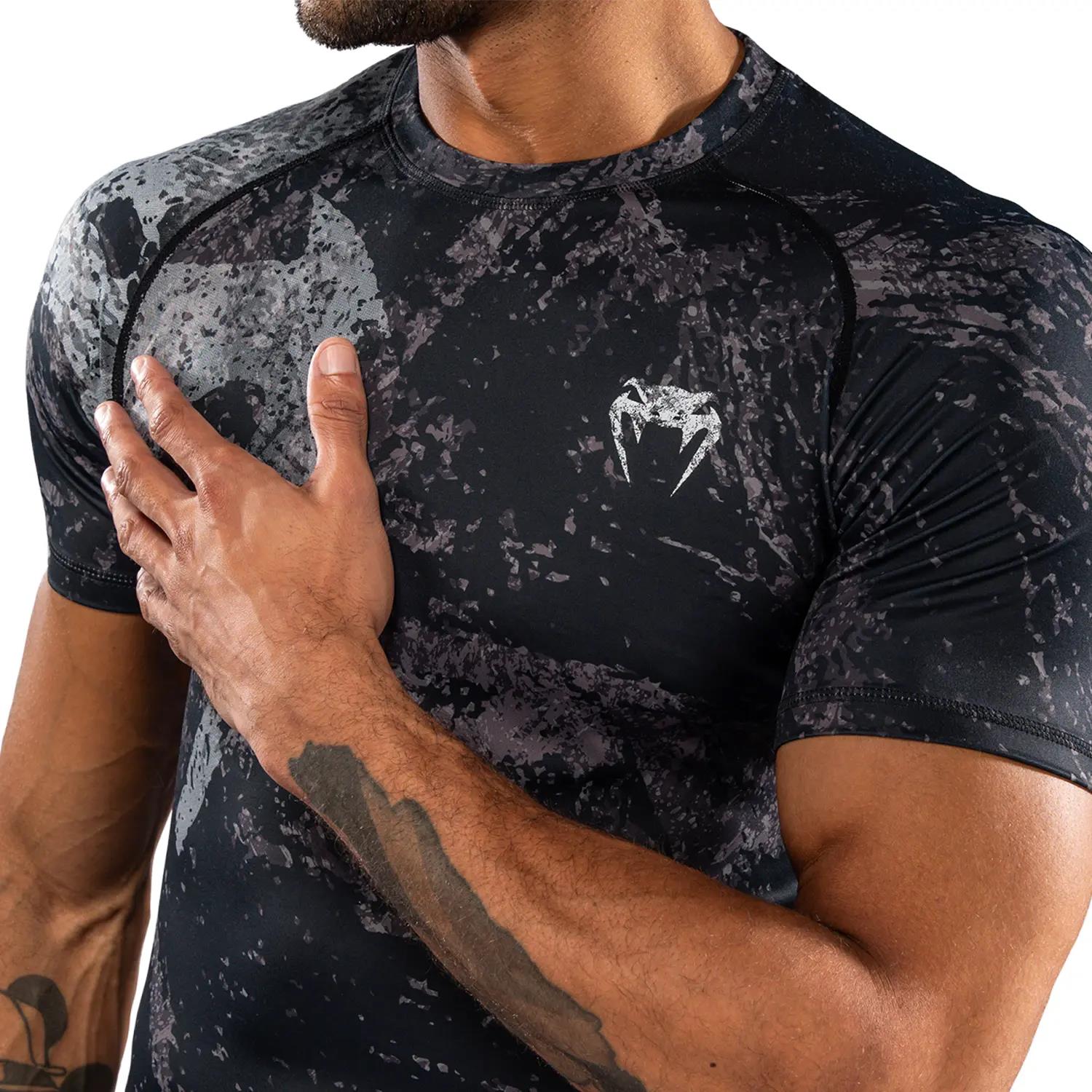 VENUM Rashguard, S/S, Rage & Workout, black-grey, S