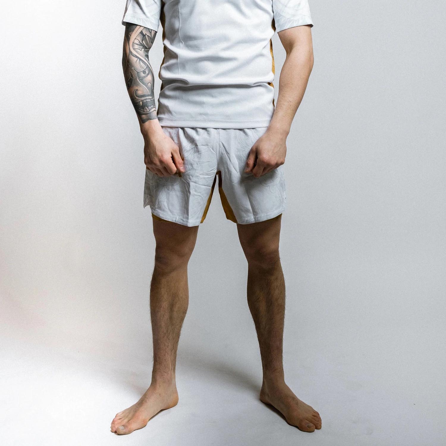 Fumetsu MMA Fight Shorts, Oni Dual Layer, white-gold, XXL