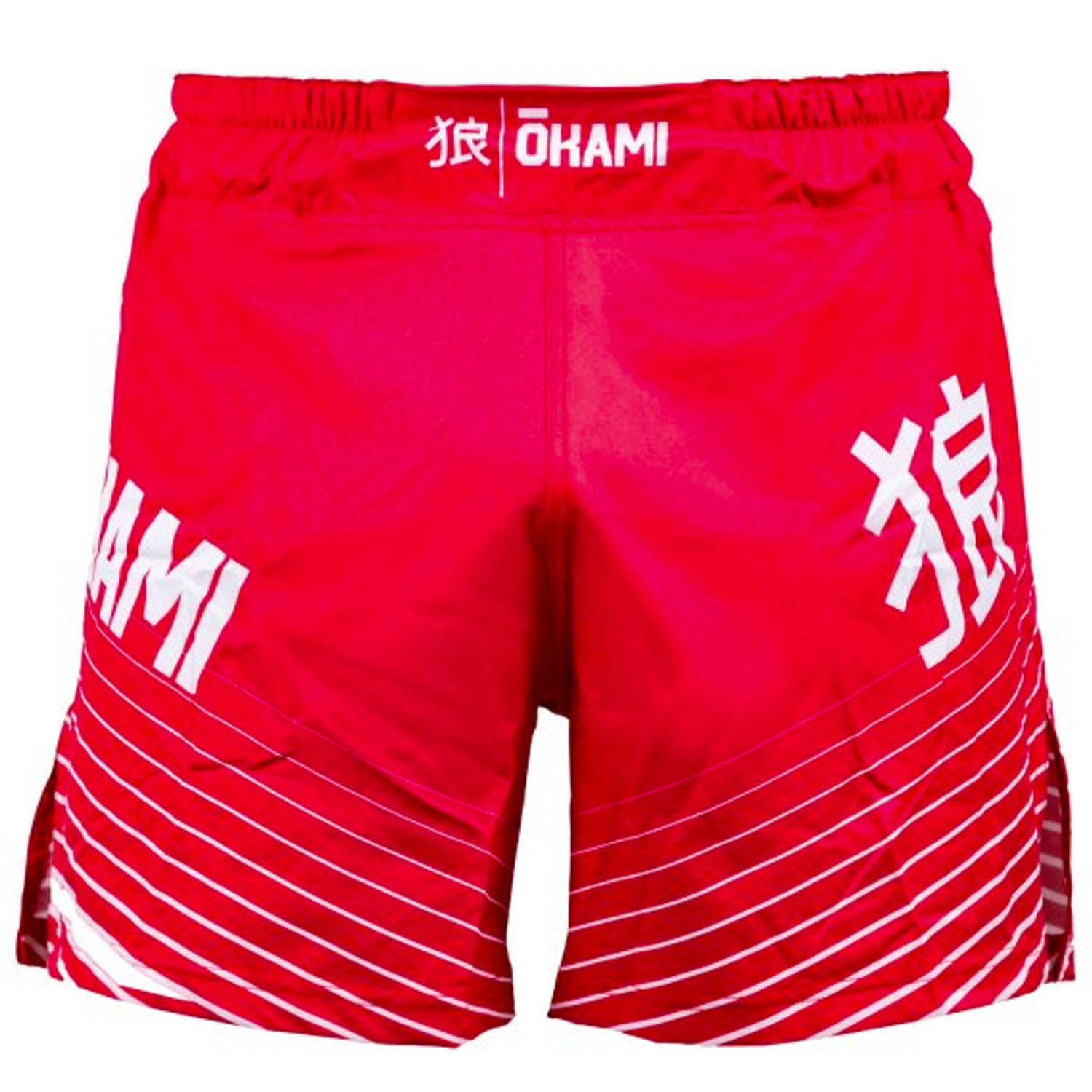 OKAMI MMA Fight Shorts, Big Kanji, red