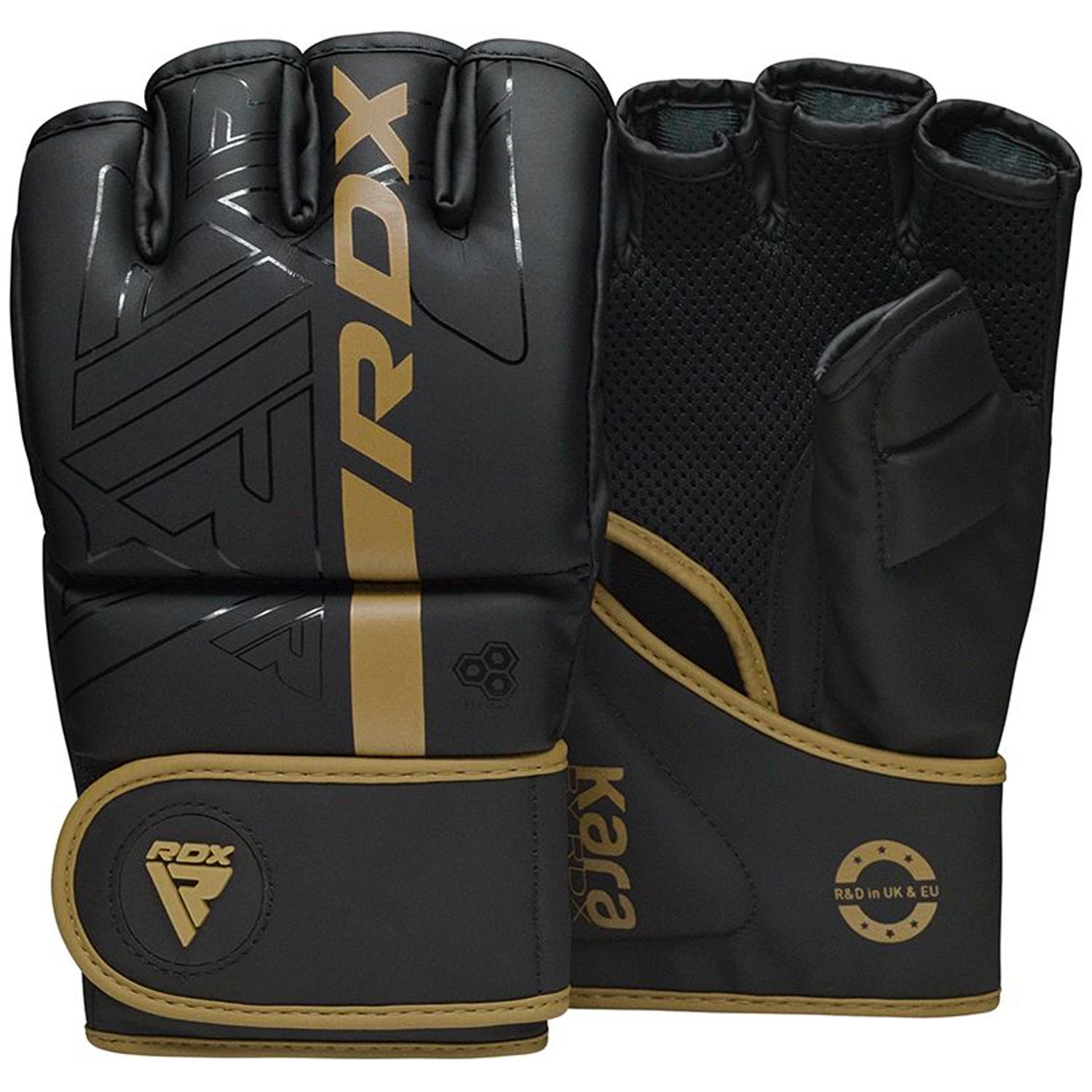 RDX MMA Boxing Gloves, Kara Series F6, black-gold, L