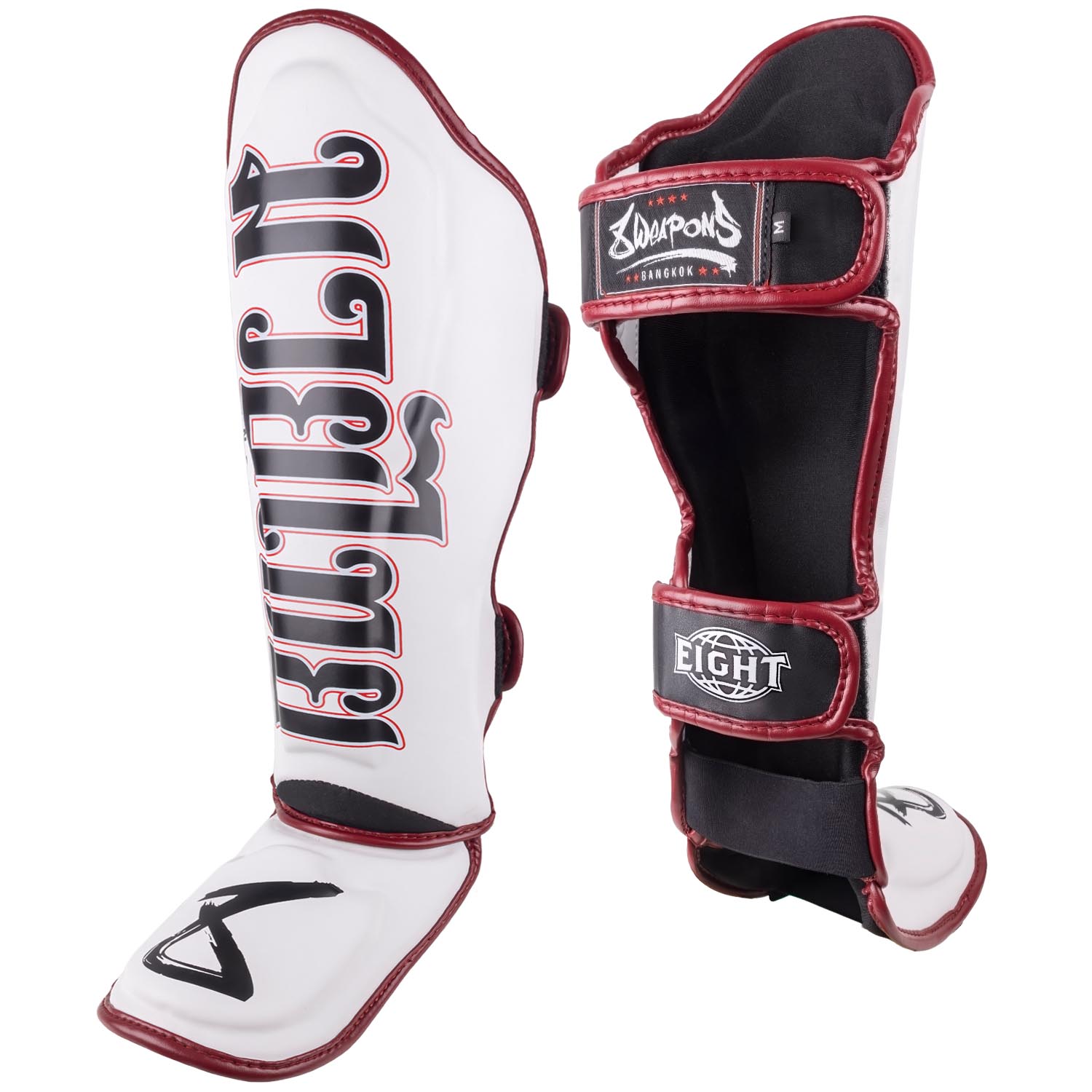 8 WEAPONS Shin Guards, Bangkok, white-black, M