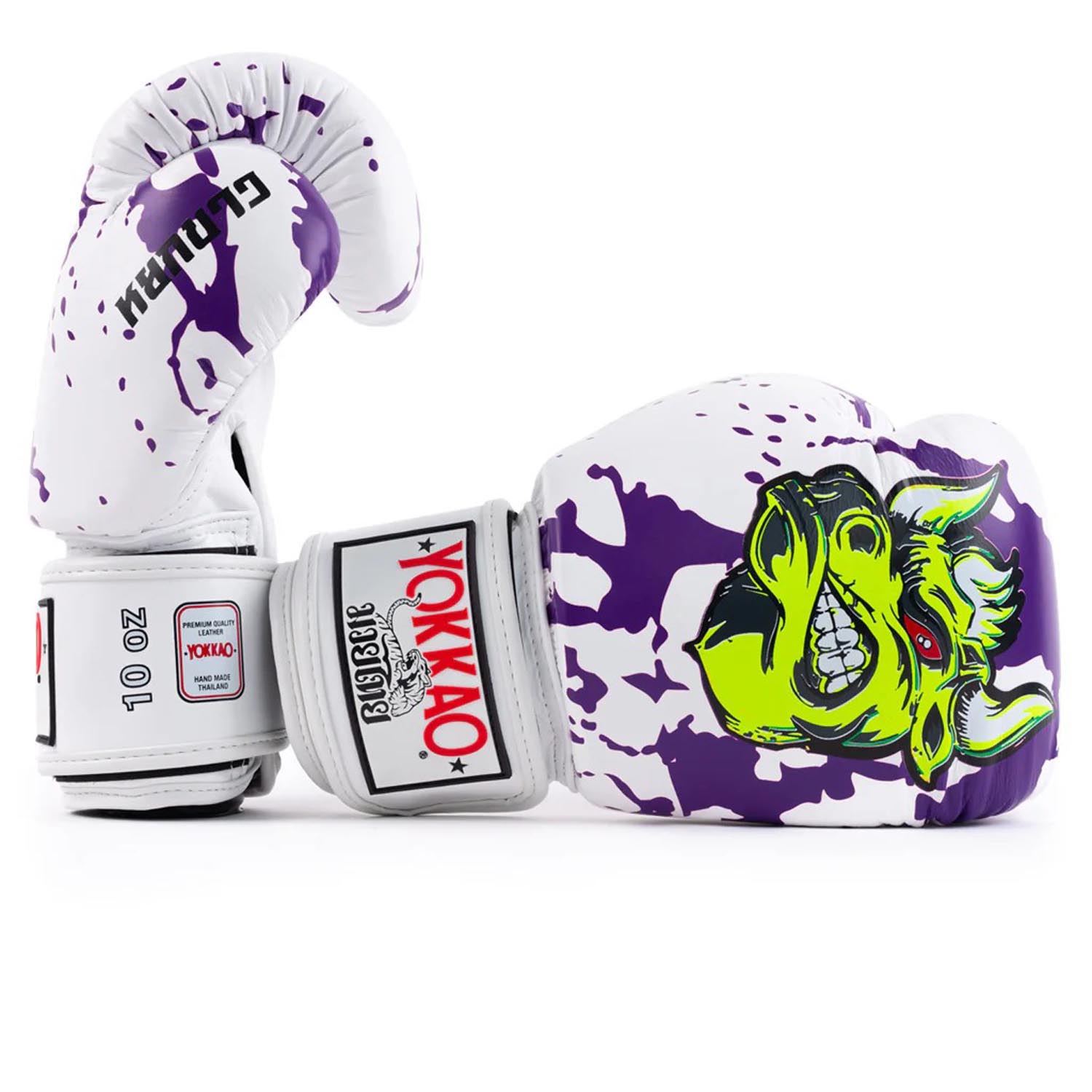 YOKKAO Boxing Gloves, Angry Bull, white-purple, 16 Oz