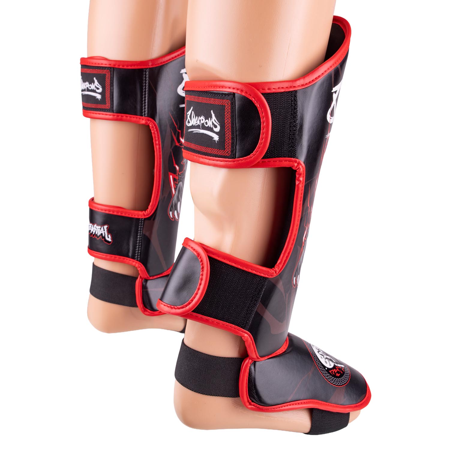 8 WEAPONS Shin Guards, Kids, Beastial Wolf, black-red, XXXL