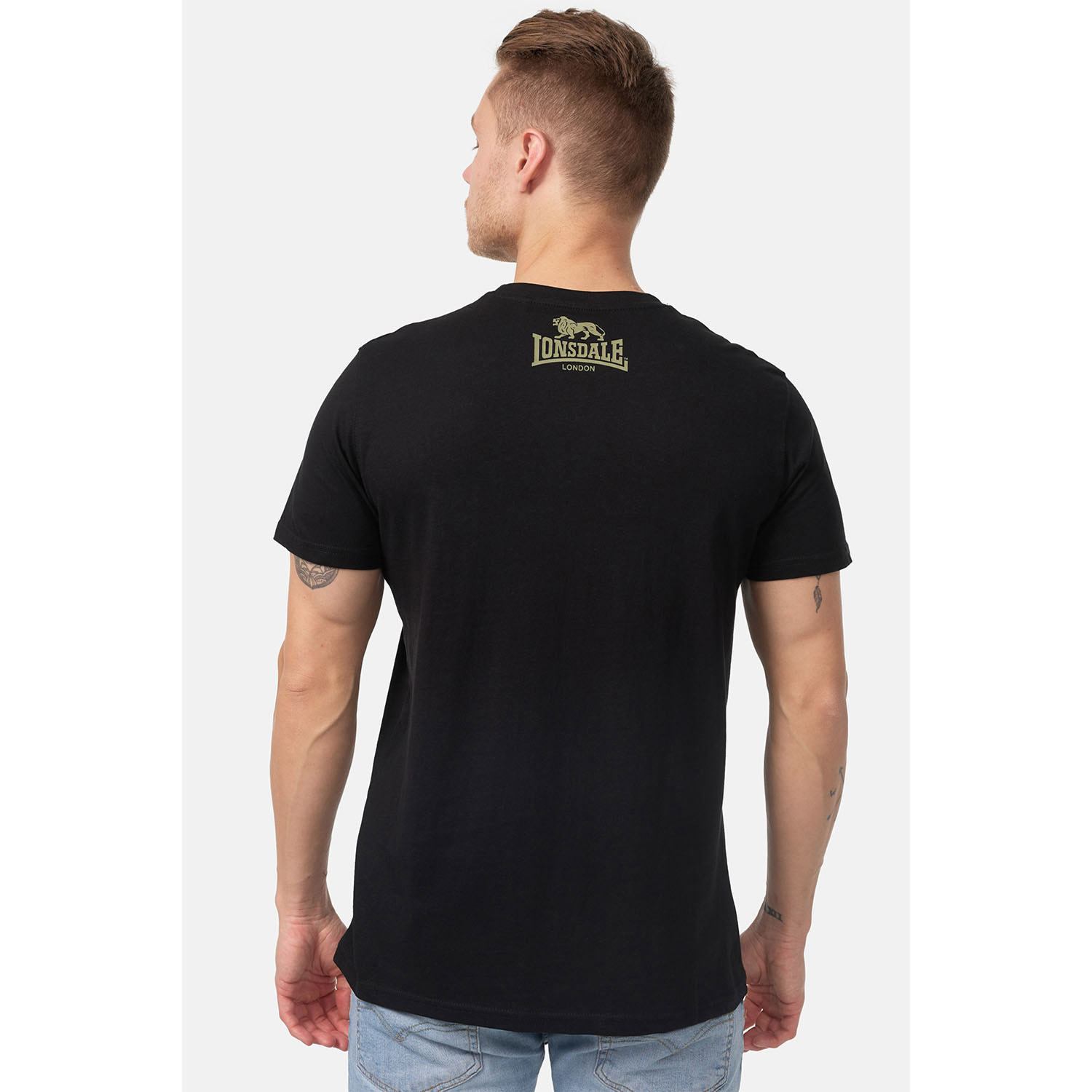 Lonsdale T-Shirt, Logo, black-olive, M
