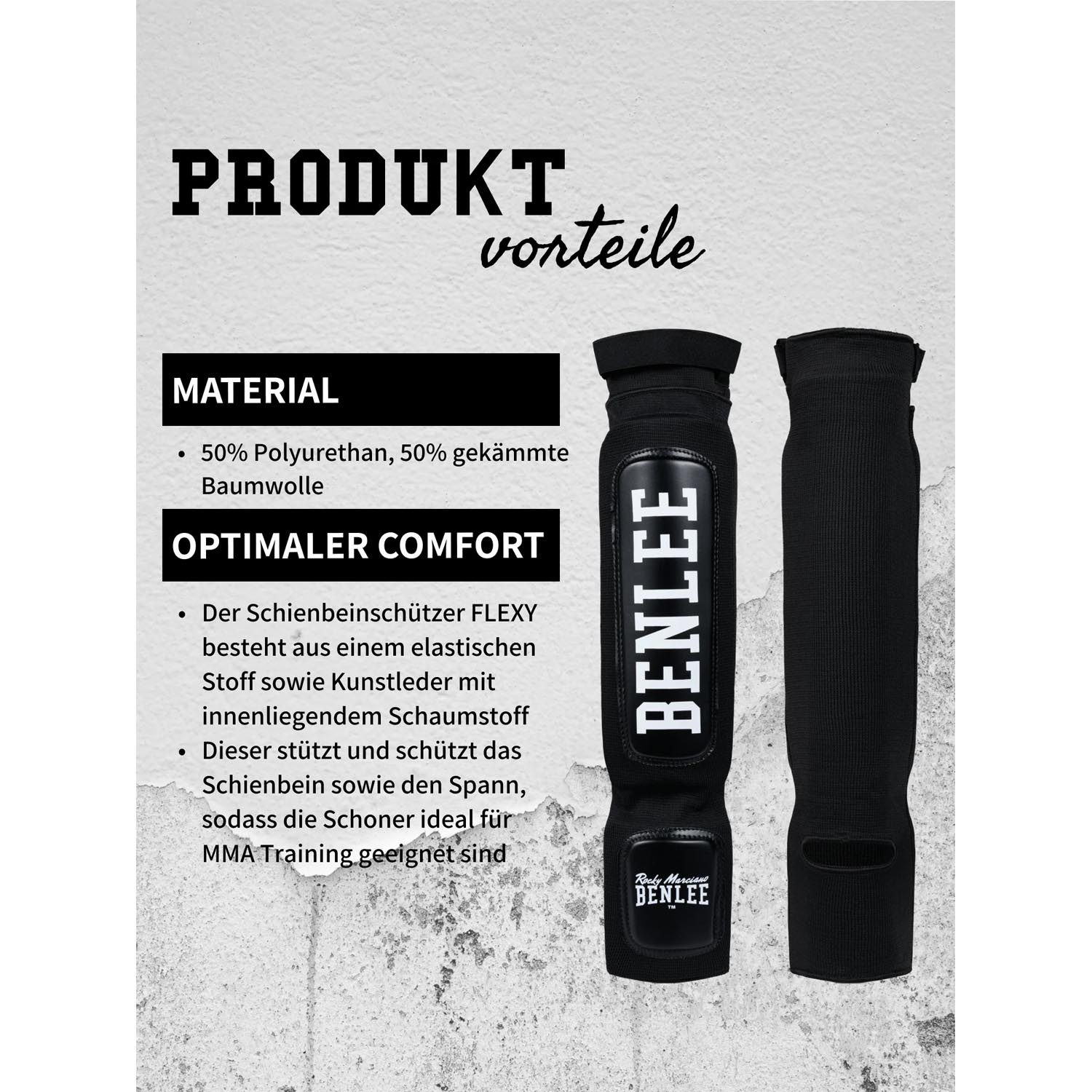 BENLEE Shin Guards, Flexy, black, S/M